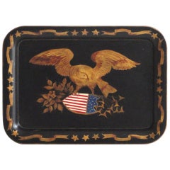 Early 20thc Tole Tray W/ Painted Eagle on Shield