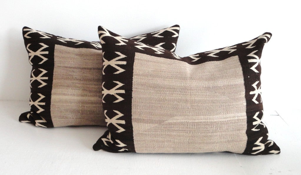 Fantastic  Pair Navajo Indian Weaving Saddle Blanket Pillows