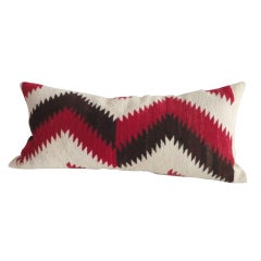 Navajo Indian Weaving Bolster Pillow in Red 
Brown w/Cream