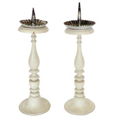 Fantastic & Rare Pair of Handmade Original White Candleholders