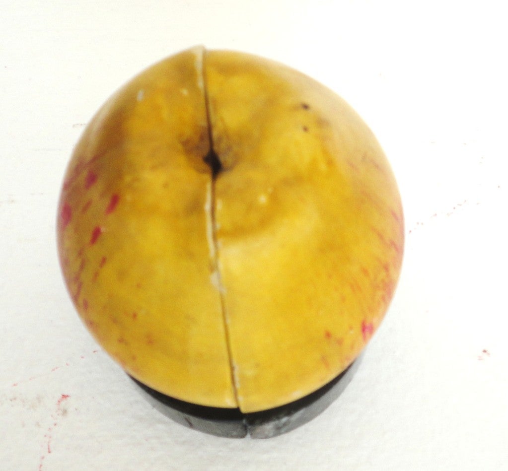 20th Century Pair of Rare Original Painted Stone Fruit Large Half Apple Bookends