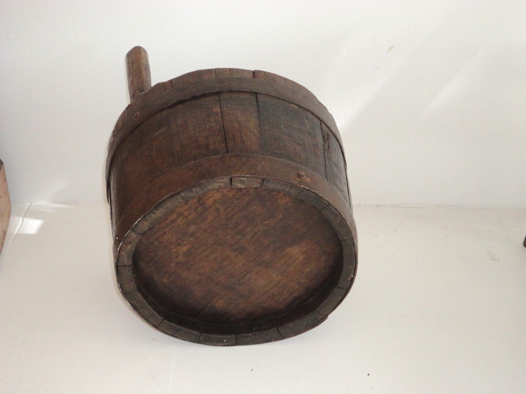 Pine 18th Century Handmade Doubled Handled Bucket from New England