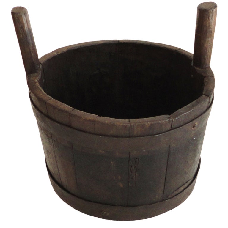 18th Century Handmade Doubled Handled Bucket from New England