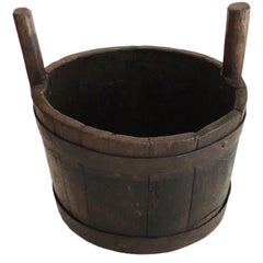 18th Century Handmade Doubled Handled Bucket from New England
