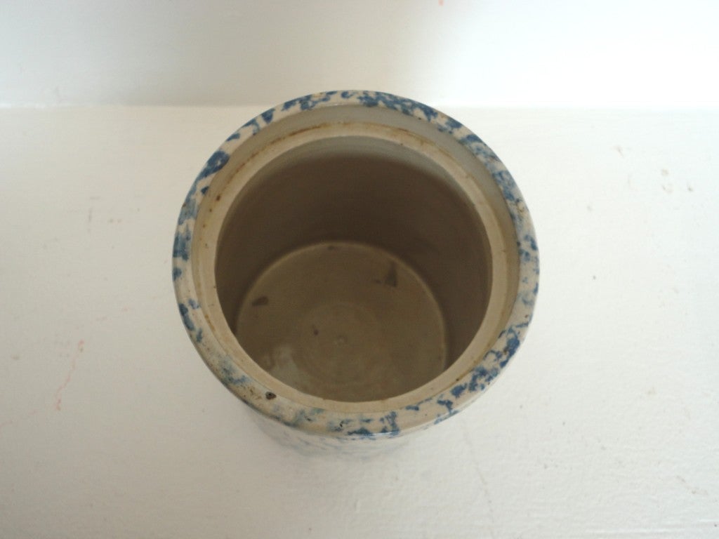 Pottery 19thc Sponge Ware Crock/cookie Jar W/ Original Lid