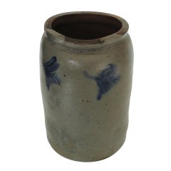 19thc Decorated Stoneware Salt Glaze Crock From Pennsylvania