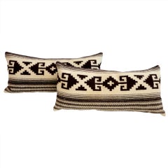 Vintage Indian Weaving Bolster Pillows Geometric Design