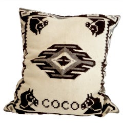 Large Bolster Indian Weaving Pillow w/ Horses & And Name"COCO"
