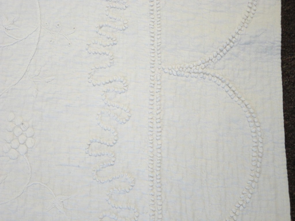 Rare & Early Signed & Dated 1858 Trapunto/Candlewick Quilt 3