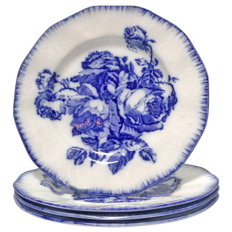 Flow Blue Ironstone Plates For Sale at 1stdibs