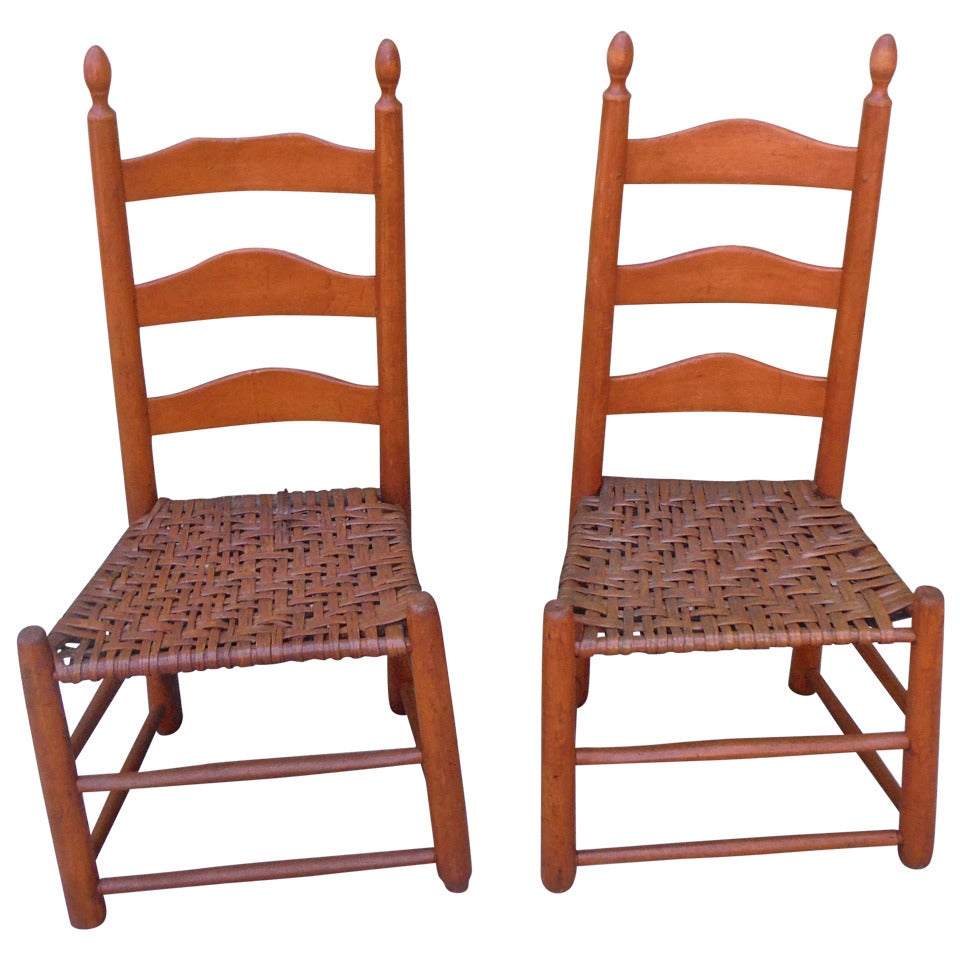 Pair of Shaker Style Ladderback Chairs For Sale