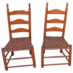 Retro Pair of Shaker Style Ladderback Chairs