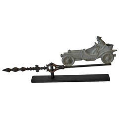 Antique Early 20th Century Car and Driver Lightning Rod Weathervane