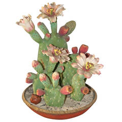 Rare & Unusual  Signed Studio Pottery Cactus in Bowl