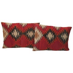 Pair of Eye Dazzler Navajo Indian Weaving Bolster Pillows