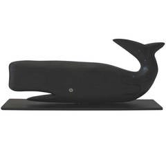 Hand-Carved and Painted Whale From Maine On Iron Stand