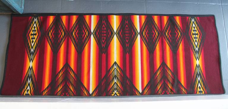 Fantastic Early Pendleton Indian Design Camp Blanket In Excellent Condition In Los Angeles, CA