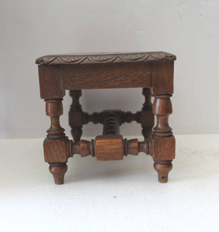 Hand-Carved 19th Century English Foot Stool 2