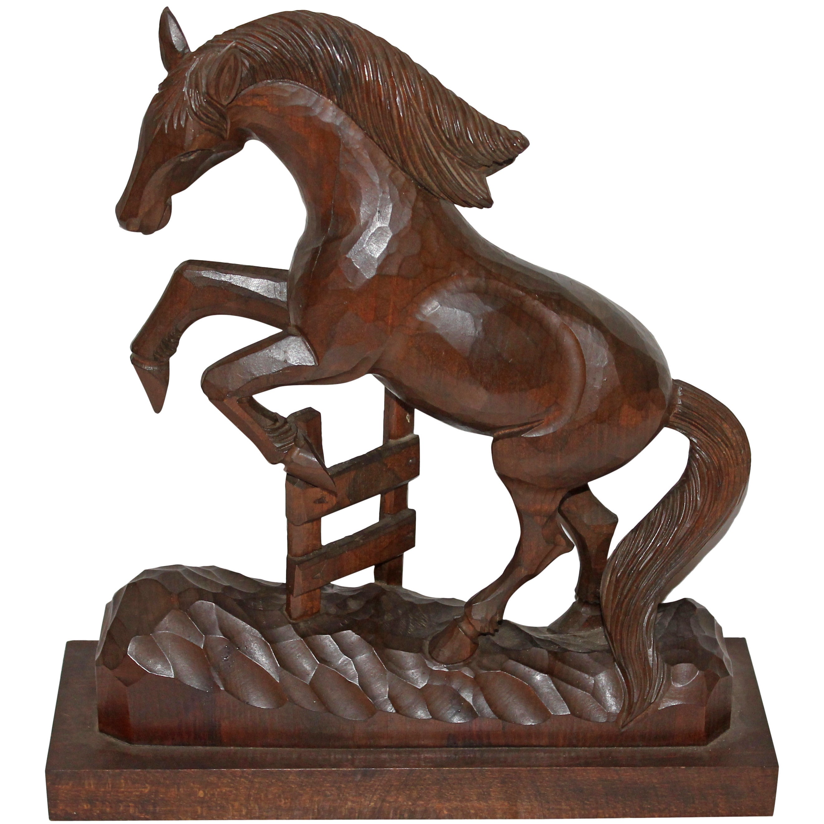 Amazing Hand-Carved Wood Horse For Sale