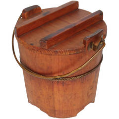 19th Century New England Pine Sugar Bucket 8