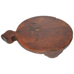 Antique Early 19th Century Round Cutting Board on Feet