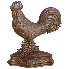 19th Century Bradley & Hubbard Painted Rooster Iron Door Stop