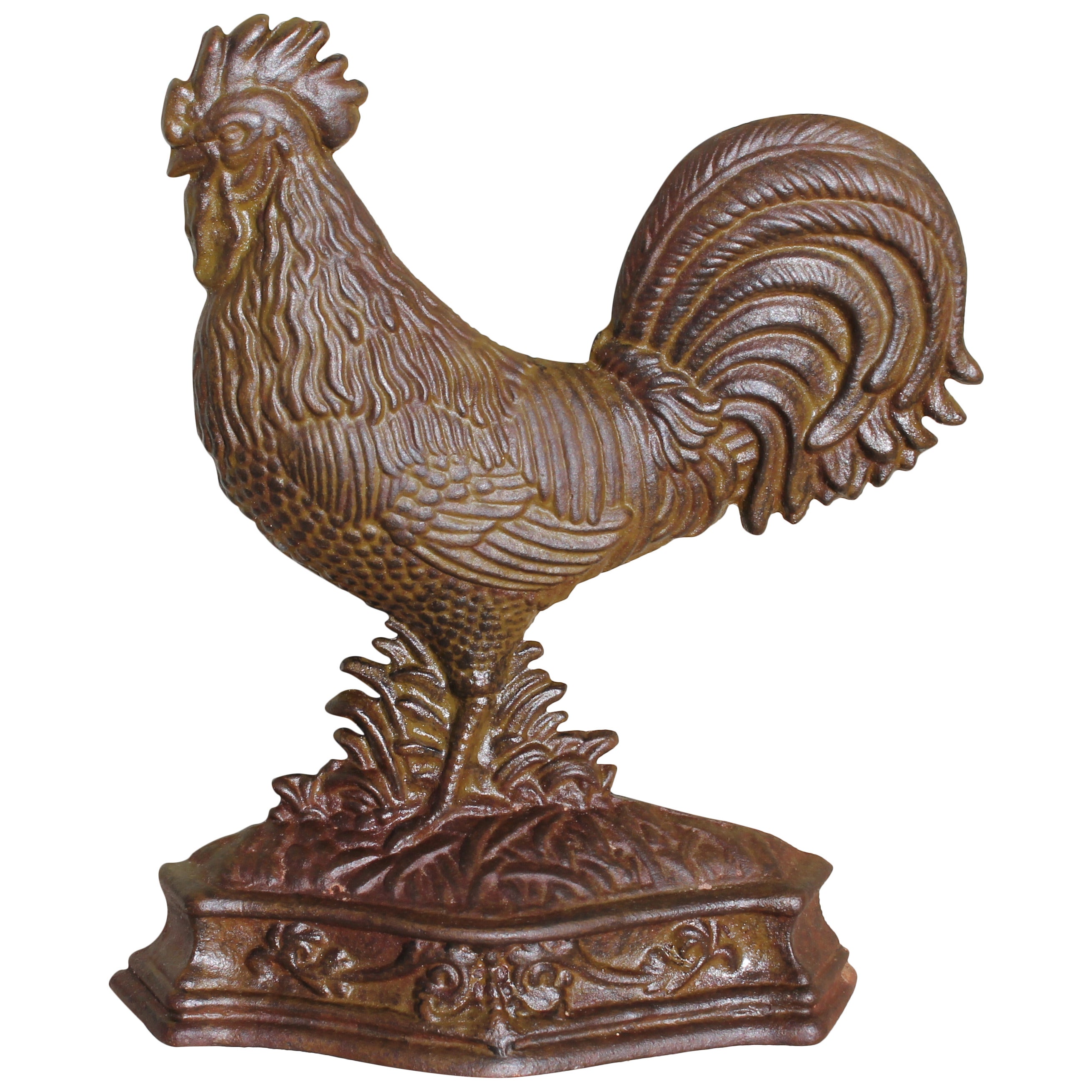 19th Century Bradley & Hubbard Painted Rooster Iron Door Stop