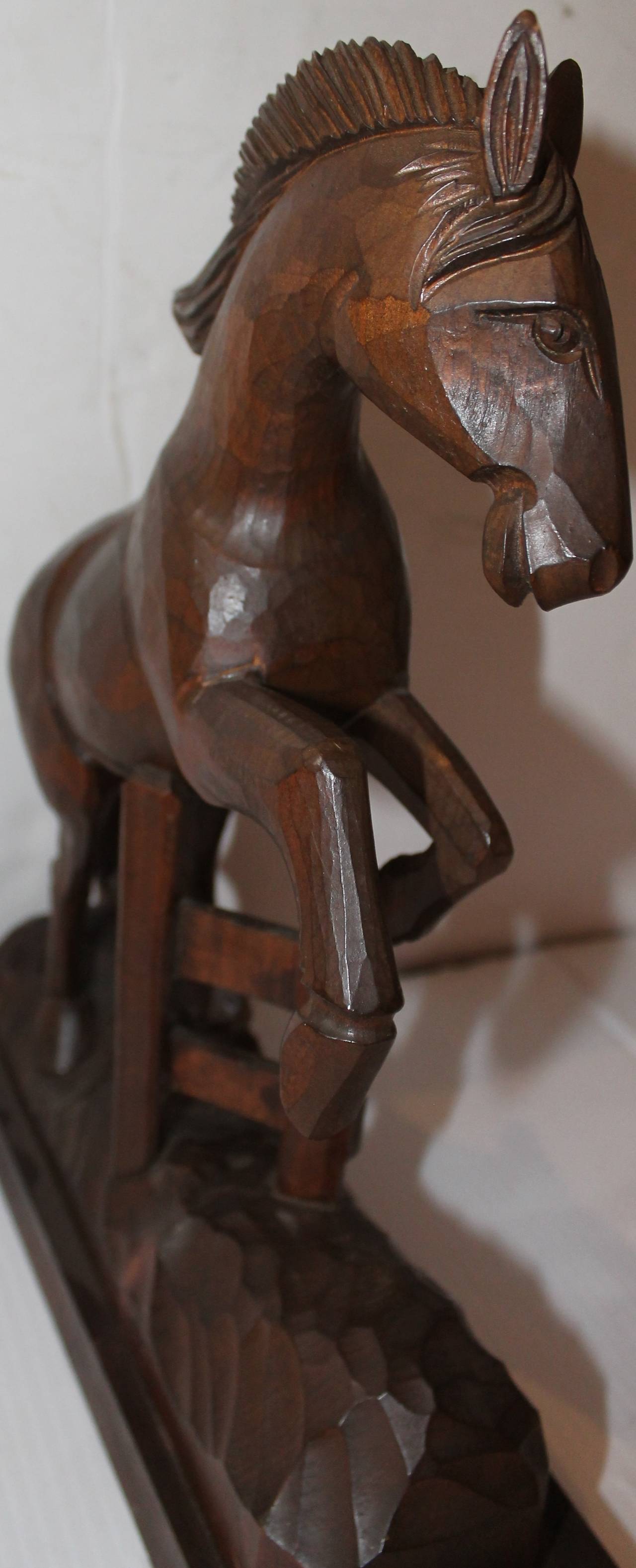 hand carved wooden horse
