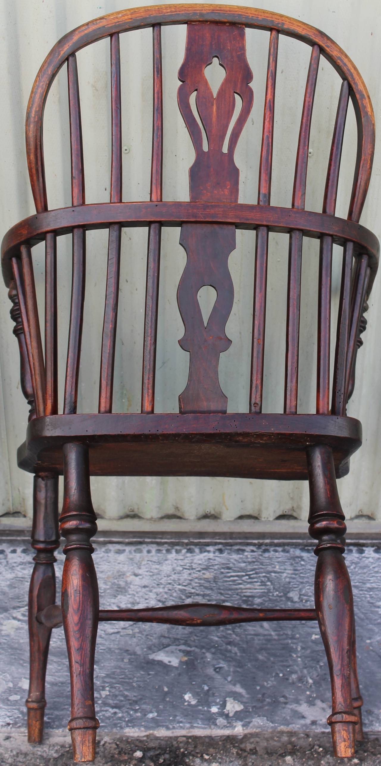 Amazing  Pair of 18Thc English Extended Arm Windsor Chairs 3