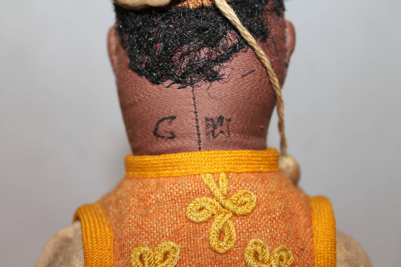 Hand-Crafted 19th Century Folky West Indian Soldier Rag Doll