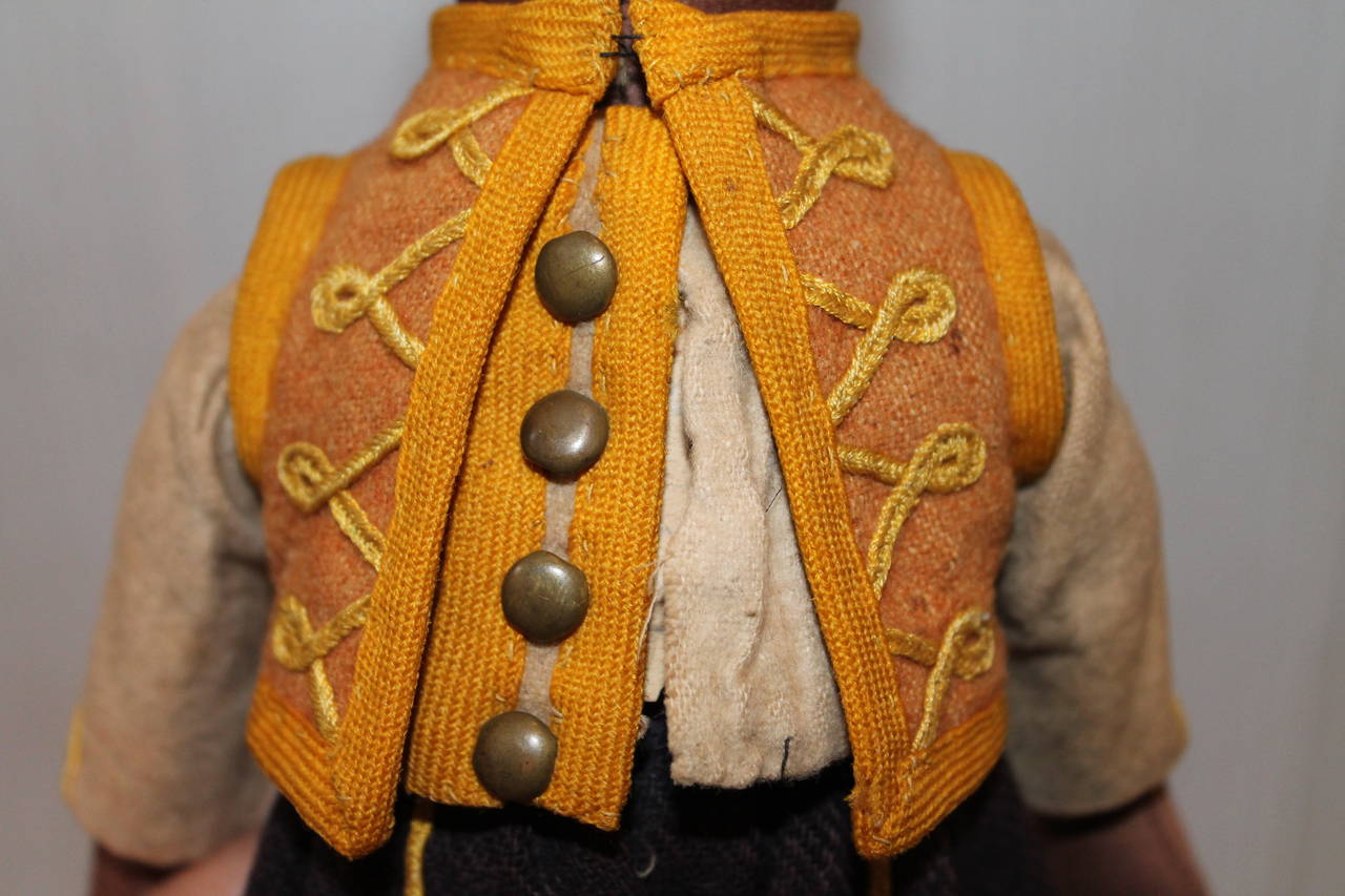 Wool 19th Century Folky West Indian Soldier Rag Doll