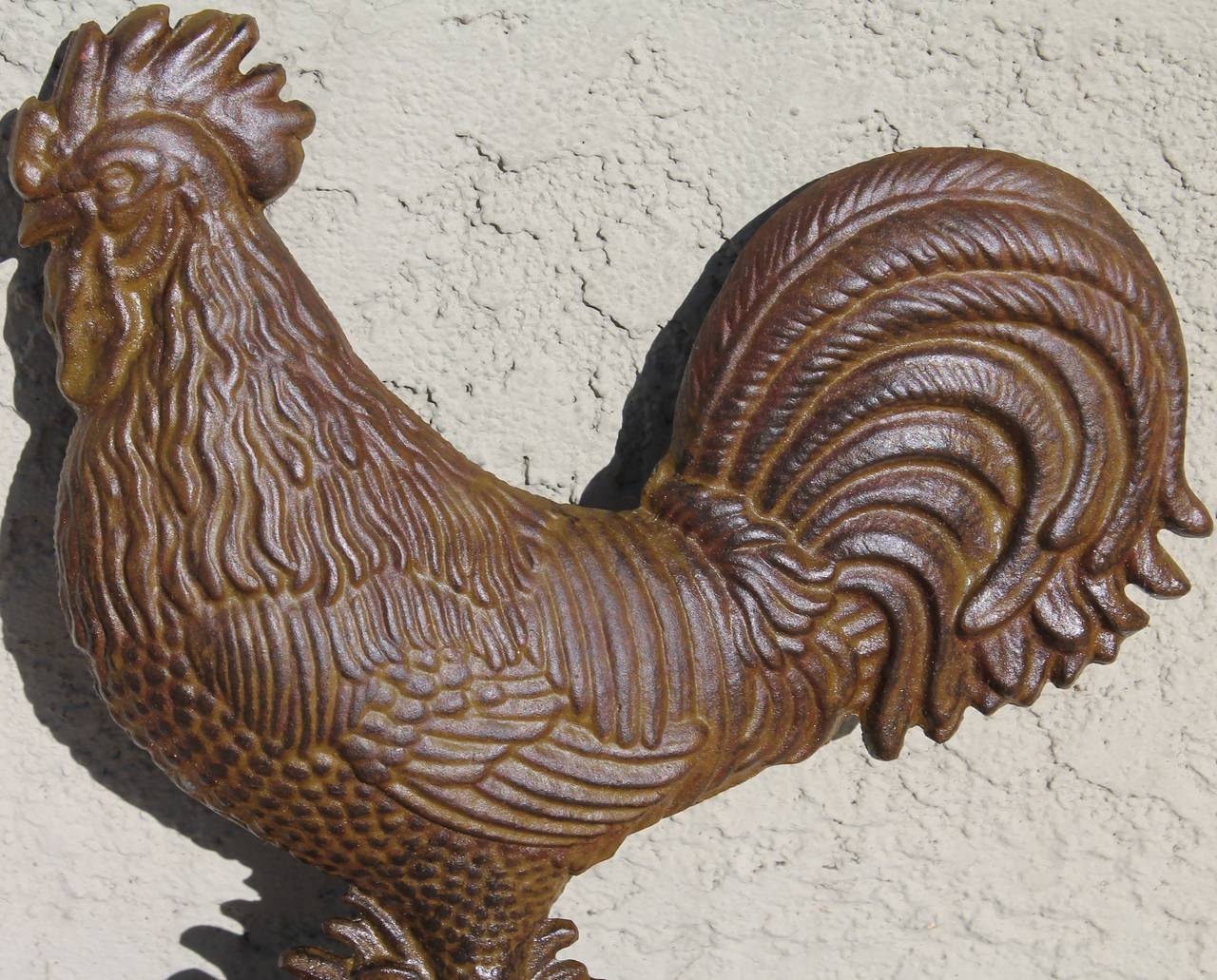 19th Century Bradley & Hubbard Painted Rooster Iron Door Stop