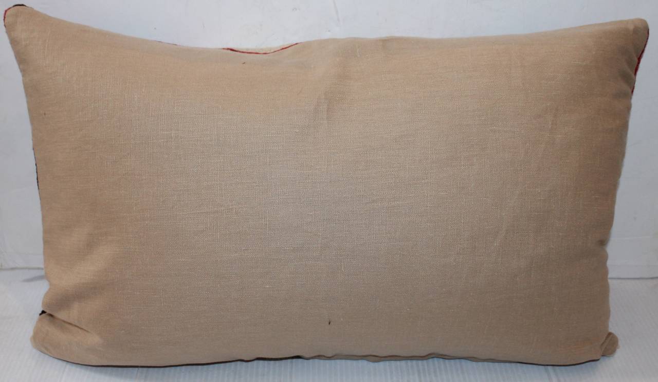 American Early Navajo Weaving Sawtooth Pattern Bolster Pillow