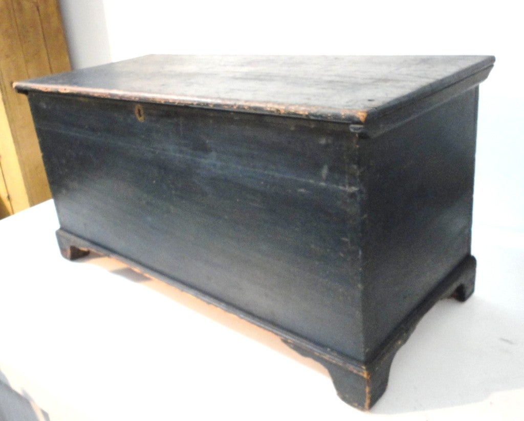 Early 19thc Original Blue Painted Blanket Chest From Pennsylvania 2