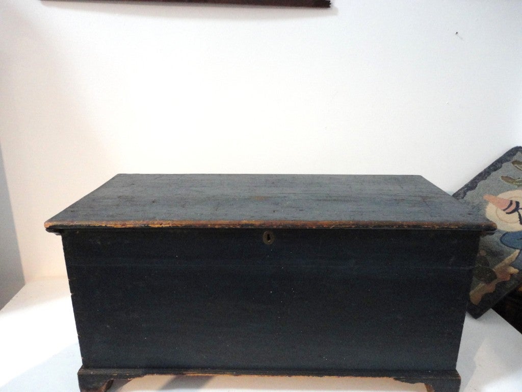 Early 19thc Original Blue Painted Blanket Chest From Pennsylvania 3