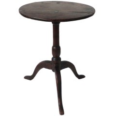 18thc Country  Walnut Candlestand From New England
