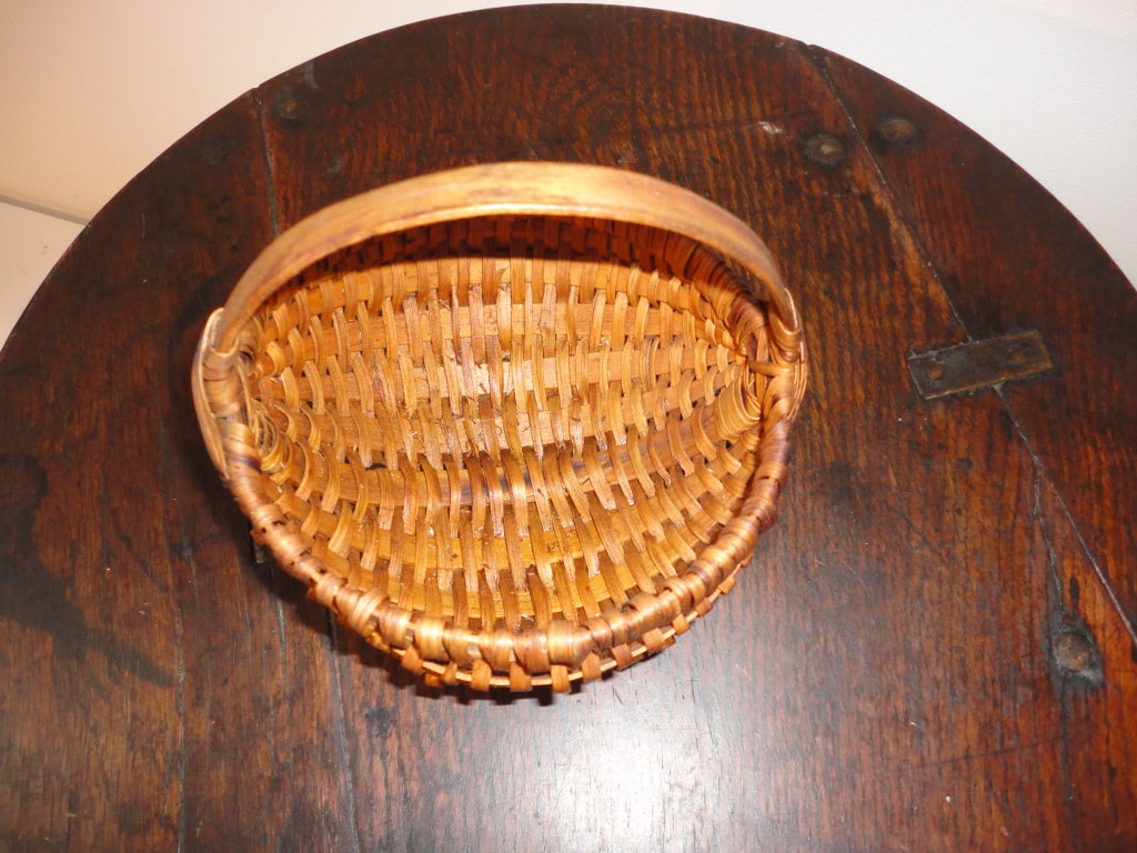 Early Handmade Small Buttocks Basket from New England 1