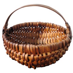 Early Handmade Small Buttocks Basket from New England
