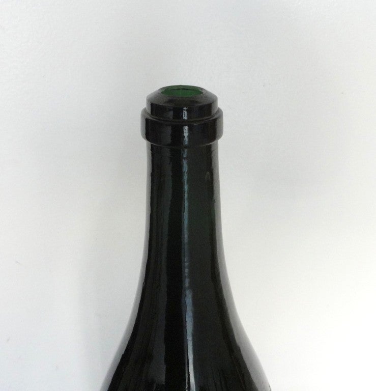 19th Century Fantastic 19thc Early Green American Large Wine Bottle W/ Cork For Sale