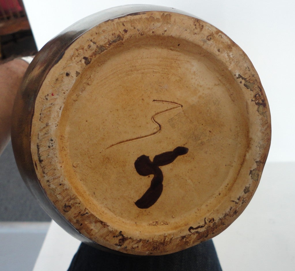 Pair of Rare Arts and Crafts Pottery Vases With Frogs at 1stdibs