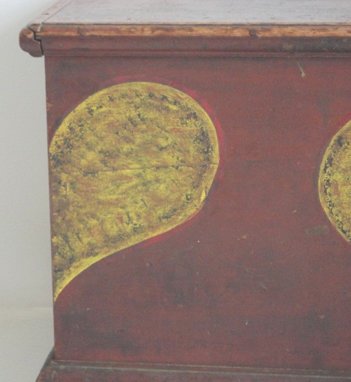 18th Century and Earlier Rare Pennsylvania  Red Paint Decorated Hearts Dower Chest /1795