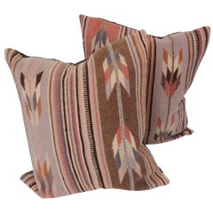 Mexican Zapotec  Indian Weaving Pillows In Pastel Feather Pattern