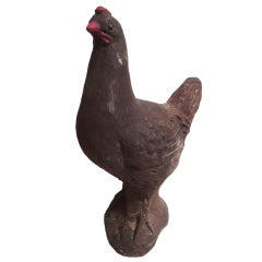 19thc Cast Iron Heavy Rooster on Base