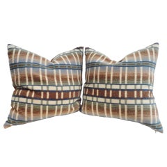 Early 20thc Wool Saddle Blanket Pillows W/Linen Backing