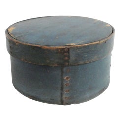 Antique Large 19thc Original Blue Pantry Box From New England/Great form