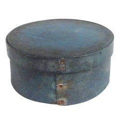 19thc Original Blue Painted Pantry Box From New England