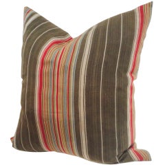 Antique Rare Early 19thc Wool Shawl Pillow W/ Linen Back