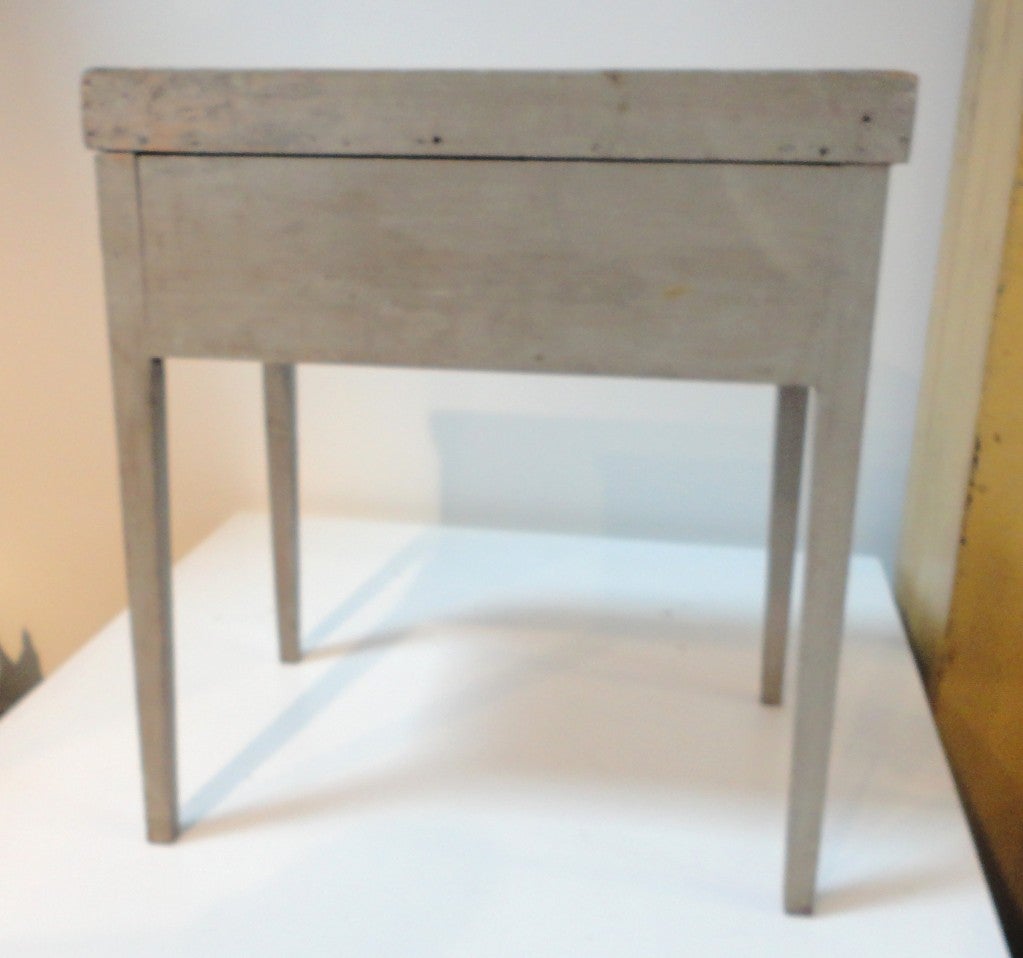 Early 19thc  Pennsylvania Original Grey Painted Slant Top Desk 1