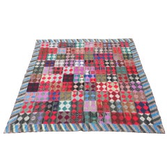 Fantastic Early Wool 19thc Mini-Pieced Log Cabin Quilt