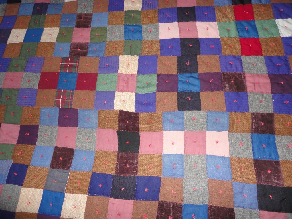 Adirondack Early Pennsylvania Wool and Velvet One-Patch Quilt For Sale